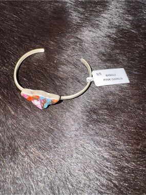Sterling Silver and Pink Dahlia Cuff Bracelet- New With Tags
